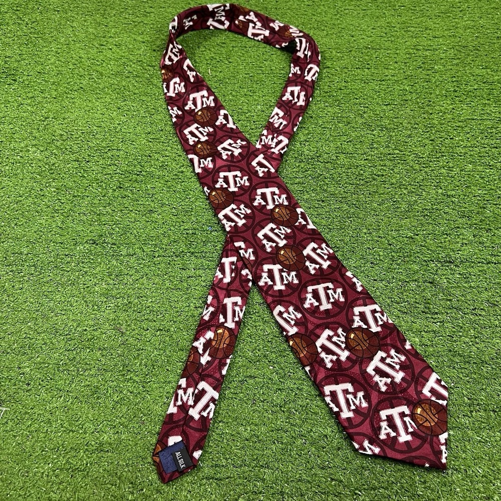 Vintage Texas A&M Team Issue Tie Aggie Basketball Coach Signed Tony Barone 1995